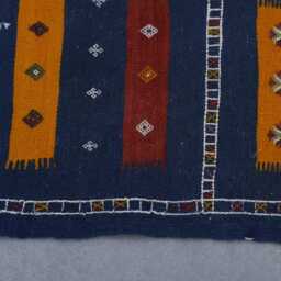 Vintage Flatweave Wool Rug Handmade Moroccan Berber Carpet - 6, 7x3, 7 Ft - thumbnail 3