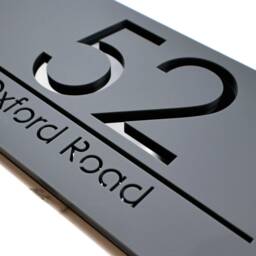 K Smart Sign - Bellissima H3 Laser Cut Matt Dark Gray Anthracite & Gloss Black Personalised Floating House Plaque 300mm X 160mm - thumbnail 3
