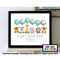 Safari Jungle Animal Baby Girl Name Personalised Nursery Picture Framed A4 Print Daughter Handmade Christening 1st Birthday Baptism Gift - thumbnail 3