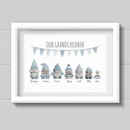 Personalised Gonk Print, Birthday Gift For Nana From Grandkids, Family Print Mum Or Grandma - thumbnail 1