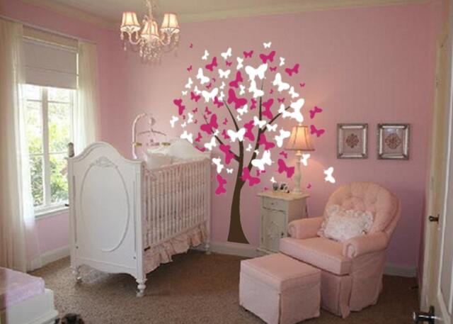 Large Wall Tree Baby Nursery Decal Butterfly Cherry Blossom 1140 - 7 Feet Tall - image 1