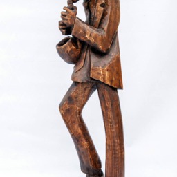 The Saxophonist Wooden Statue Hand Made Sculpture - thumbnail 2