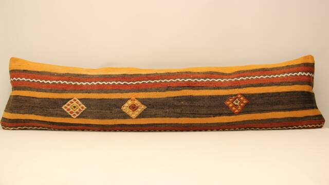 Kingsize Kilim Pillow Cover, Vintage Wool Boho Cushion - 12x47 - image 1