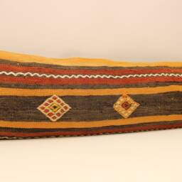 Kingsize Kilim Pillow Cover, Vintage Wool Boho Cushion - 12x47 - thumbnail 2