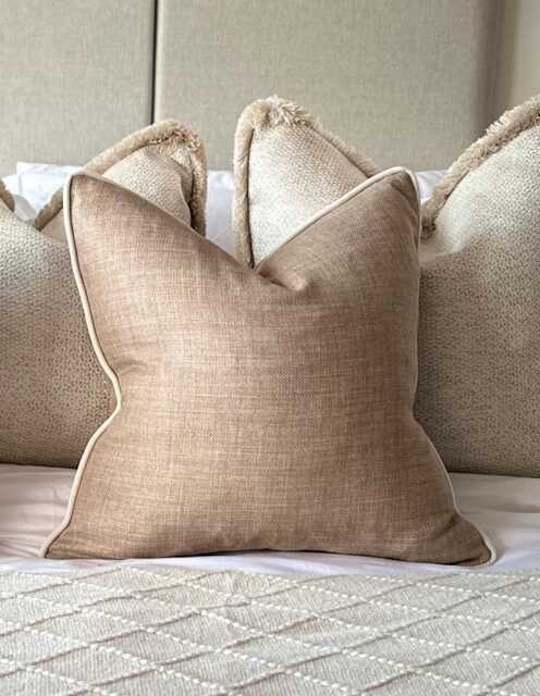 Beige Linen Look Cushion Cover - Custom Neutral Throw Pillow - Alba Beige - image 1
