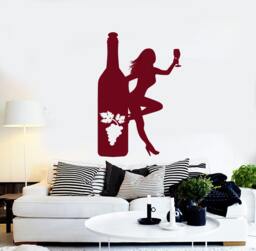 Wall Vinyl Decal Wine Bottle Winery Seller Decor Restaurant Tasting Kitchen Home - #1222Dz - thumbnail 1