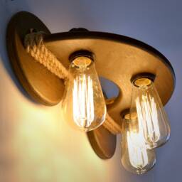 Wooden Sconce With Edison Lamps, Rustic Wall Lamp, Light, Plywood Wooden Lighting Fixture, Original Handmade - thumbnail 3