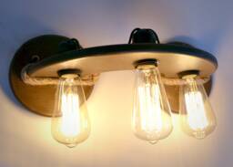 Wooden Sconce With Edison Lamps, Rustic Wall Lamp, Light, Plywood Wooden Lighting Fixture, Original Handmade - thumbnail 1