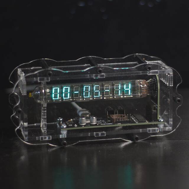 Vfd Ice Clock On Iv-18 Vacuum Fluorescent Tube. Original Acrylic Case Design. Usb Supply - image 1