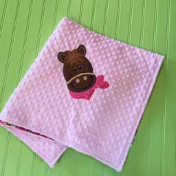 Horse Minky Blanket-Nursery Bedding-Cowboy Blanket-Cowgirl Blanket-Western Baby Gift-Baby Shower Gift - Personalized Gifts - thumbnail 2