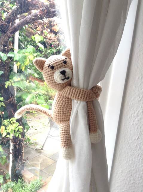 Crochet Kitties Curtain Tie Backs, Nursery Decor, New Baby Gift - image 1