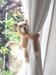 Crochet Kitties Curtain Tie Backs, Nursery Decor, New Baby Gift - thumbnail 1