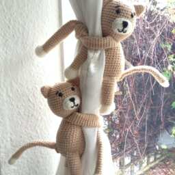 Crochet Kitties Curtain Tie Backs, Nursery Decor, New Baby Gift - thumbnail 3