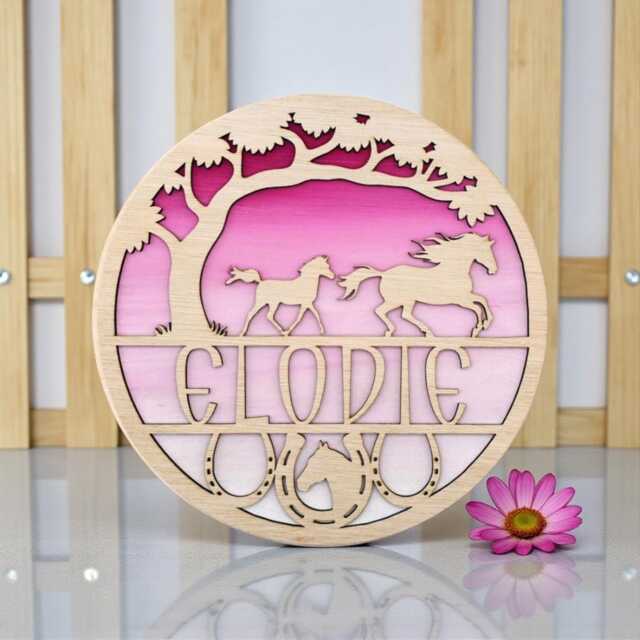 Personalised Horse Name Sign - Handcrafted Wooden Nursery & Bedroom Wall Decor - image 1