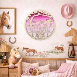Personalised Horse Name Sign - Handcrafted Wooden Nursery & Bedroom Wall Decor - thumbnail 3