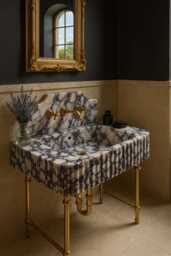 Calacatta Viola Marble Sink & Backsplash, Unique Basin, Hand Carved Sink, Bathroom Vanity - thumbnail 1