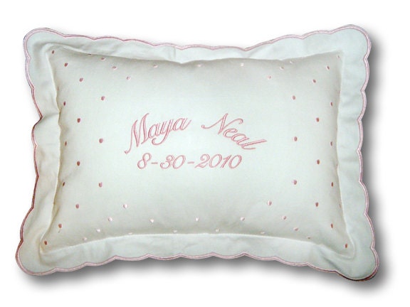 Personalized Swiss Dot Baby Pillow - image 1