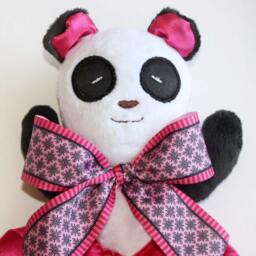Minky Panda Bear Lovey Satin Security Blanket, Baby Toy - thumbnail 2