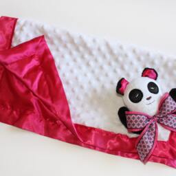 Minky Panda Bear Lovey Satin Security Blanket, Baby Toy - thumbnail 3