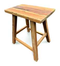 Henley Recycled Teak Slatted End Table Or Stool 45cm