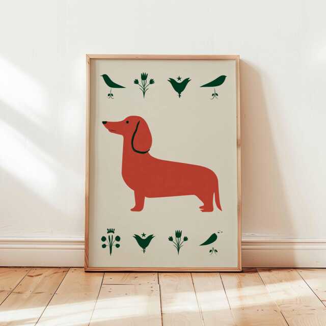 Dachshund Poster, Dog Wall Art, Sausage Print, Cute Pet Decor, Puppy Lover Gift, Posters
