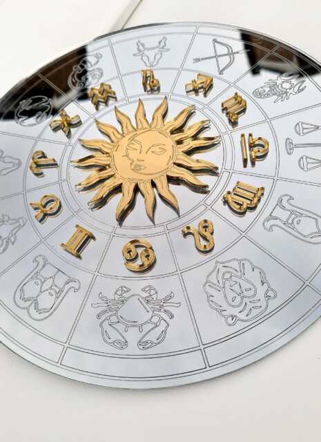 Zodiac Wheel Mirror, Horoscope Art Spiritual Home Decor Witchy Aesthetic Star Sign Engraved Mirror Astrology Gift Celestial Boho - image 1