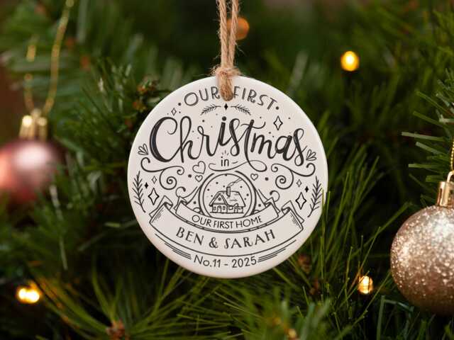 New Home Christmas Ornament - First in New Our First Personalised Christmas Tree Decoration - image 1