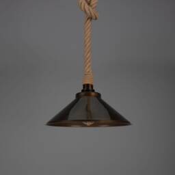 Naxos Jute Rope Pendant Light With Vintage Brass Shade 15'' - 38cm Ip65 - thumbnail 1