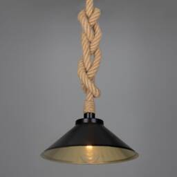 Naxos Jute Rope Pendant Light With Vintage Brass Shade 15'' - 38cm Ip65 - thumbnail 3