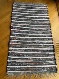 "Black, White & Orange Rug, 46 1/2"" L X 26" - thumbnail 1