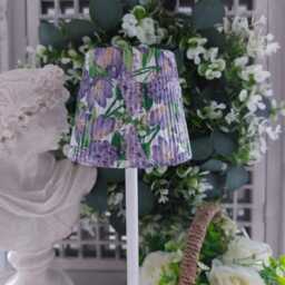 Cordless Touch Lamp. Beautiful Decoupaged Purple & Lilac Floral Usb Rechargeable Table Lamp.portable - thumbnail 2