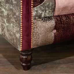 Unique British Handmade 3 Seater Mulberry Velvet Fabric Patchwork Chesterfield Sofa - thumbnail 3