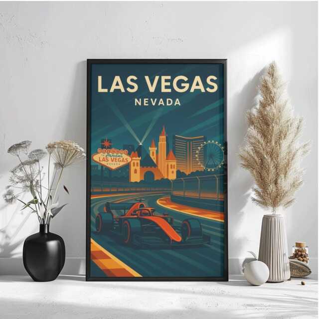 Las Vegas F1 Poster - Vintage Formula One Night Race Art Print - image 1
