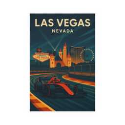 Las Vegas F1 Poster - Vintage Formula One Night Race Art Print - thumbnail 2