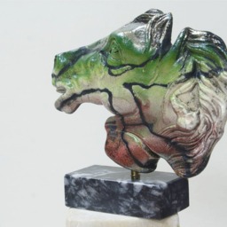 Raku Horse Figurine Bucephalus Handmade Sculpture Stoneware Statue Greek New Art - thumbnail 2