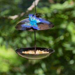Bird Feeder With Butterfly Top. Hanging Metal Outdoor Feeder. Butterflies - thumbnail 3