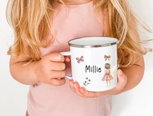 Fairy Mug Personalised , Fairy Cup, Hot Chocolate, Christmas Eve Filler, Boy, Girl Camping Enamel, Gift, Present, Elf, Kids, Childs