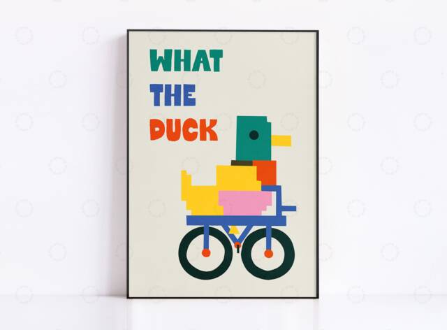 What The Duck Kitchen Print Funny Quote, Illustrated Wall Art - image 1