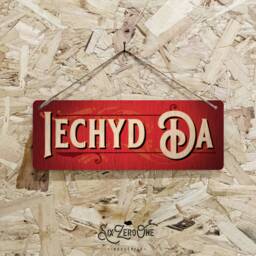 Iechyd Da Metal Sign Horizontal - Vintage Worn Look Print Welsh Wales Cymru Bar Pub Cheers Celtic Silver/White Small - thumbnail 2
