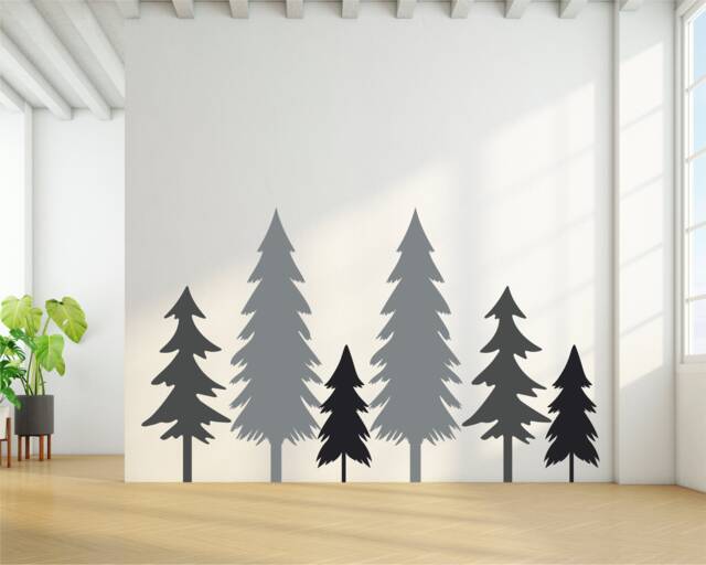 Pine Tree Wall Decals Scandinavian Forest Nursery Decor - image 1