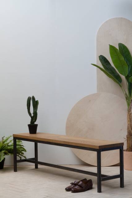 Konk ??? Worker's Bench [Metal Legs] Bespoke Sizes Available Oak Modern Seat, Minimalist Dining, Hallway Seating, Side Table - image 1