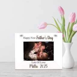Personalised First Father's Day Photo Frame Engraved Oak, Grey Or White - thumbnail 2