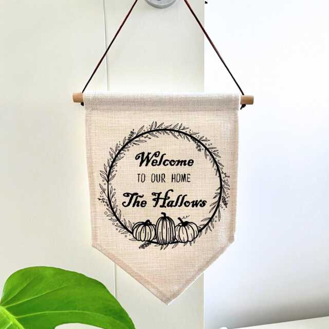 Halloween Pennant - Wall Sign Pumpkin Season Decor Boho Cute Flag - image 1