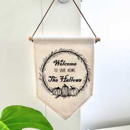 Halloween Pennant - Wall Sign Pumpkin Season Decor Boho Cute Flag - thumbnail 1