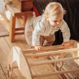 Montessori Toddler Set - Foldable Triangle + Climbing Arch Ramp With Slide, Wood Play Center Wooden Gym Dreieck - thumbnail 2