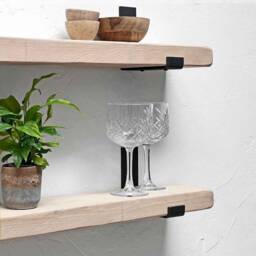 Rustic Wood Shelf With Industrial Metal Brackets - Shabby Chic Finish - thumbnail 1