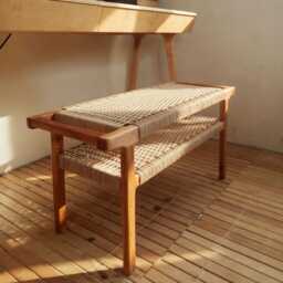Bench With Wicker Seat W90??D35??H46cm - With Lower Shelf - thumbnail 4