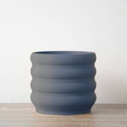 "Bubbly Planter With Drainage & Saucer in Stone Blue, Unique 3D-Printed Plant Pot, Small To Large Sizes 4"" 5"" 6"" 7"" 8" - thumbnail 2