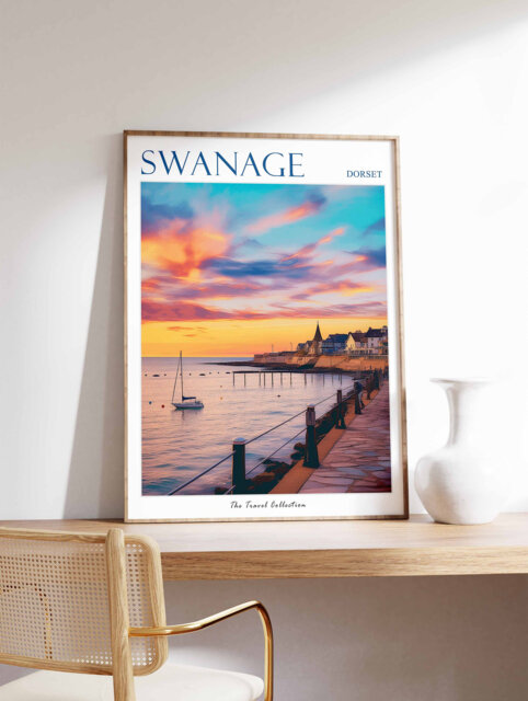 Swanage Travel Poster Dorset Coastline Art Print - image 1