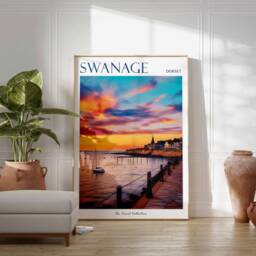 Swanage Travel Poster Dorset Coastline Art Print - thumbnail 2
